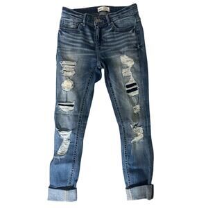 BKE Payton Universal Fit Blue Mid-Rise Skinny Distressed Jeans Size 26x31.5